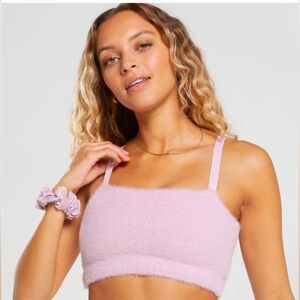 Fuzzy Crop Cami Bralette - Light Pink